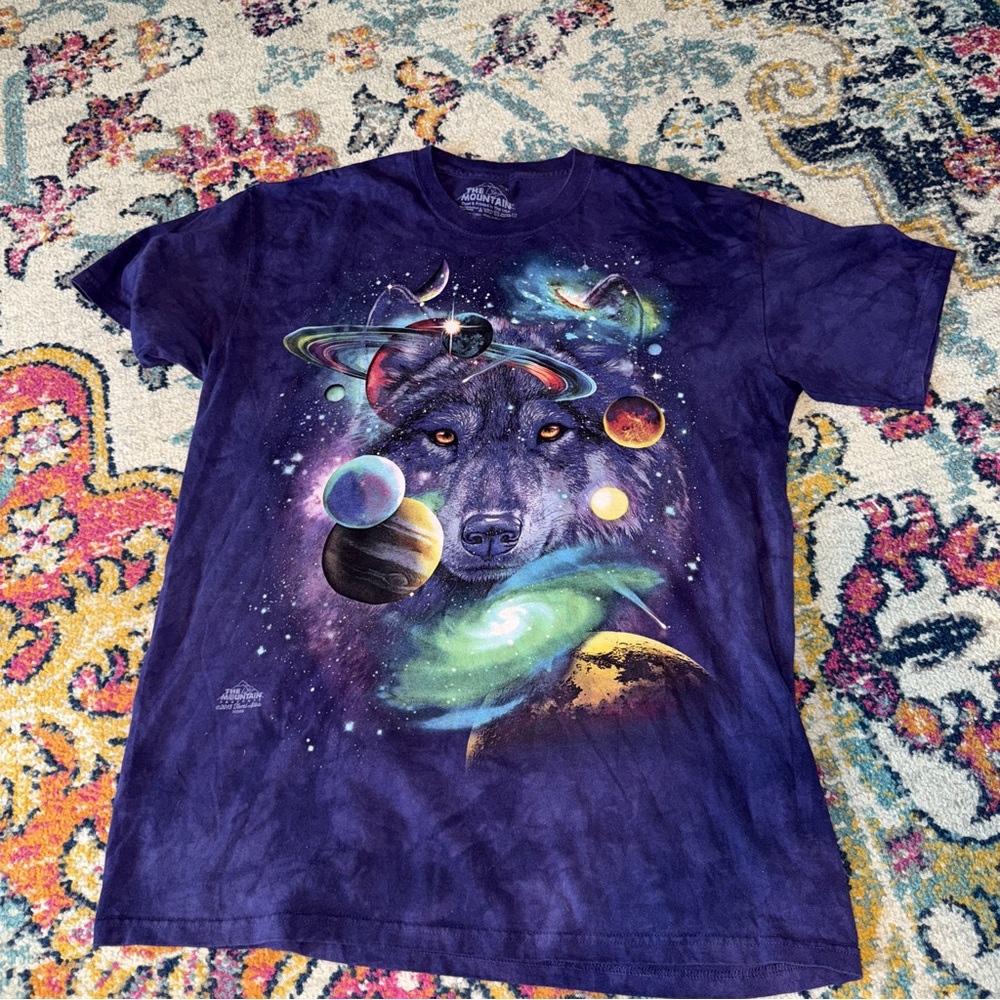 The Mountain Purple Cosmic Wolf Short Sleeve Tee